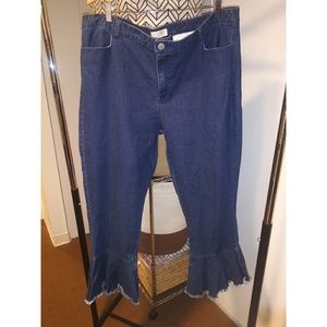 Elquoii ruffle buttom jeans
